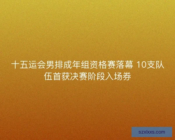 十五运会男排成年组资格赛落幕 10支队伍首获决赛阶段入场券